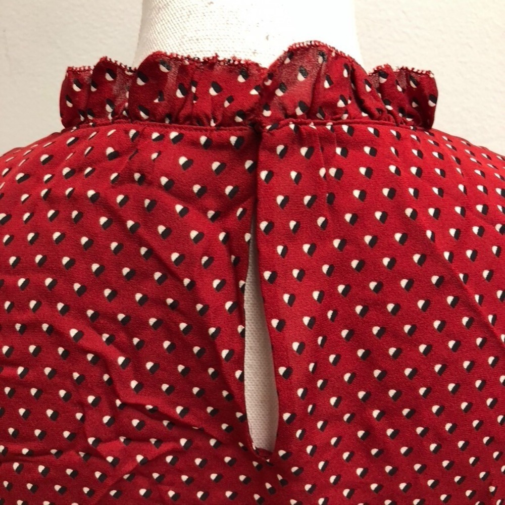 Frame Brooke Red Heart Silk Blouse Shirt Womens Small Red Business Teacher - Picture 4 of 16